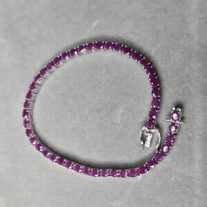 Effy Sterling Silver Ruby Tennis Bracelet Oval Faceted Gemstone 925